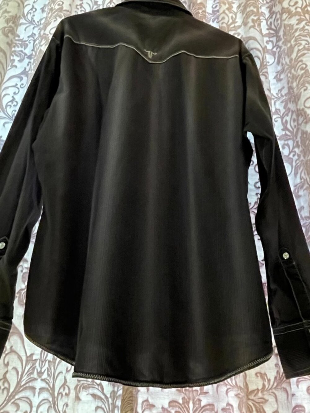 Men's XXL Rock 47 by WRANGLER Blk/Grey L/S Pearl Snap Contemporary Western Shirt - Picture 9 of 16